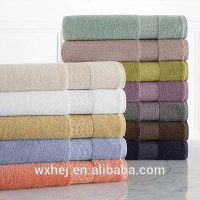 Wholesale 100% Cotton Plain Yarn Count Hotel solid color bath Towels